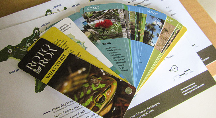 Rotoroa Island South Path - Pick up these useful identification cards at the exhibition centre.