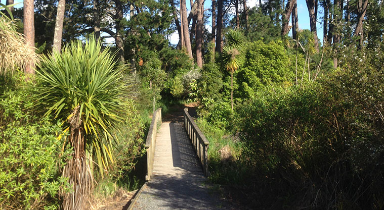 Sister Rene Shadbolt Path - Walk bridge heading toward gravel path behind sports field. Photo: Ilai Manu.