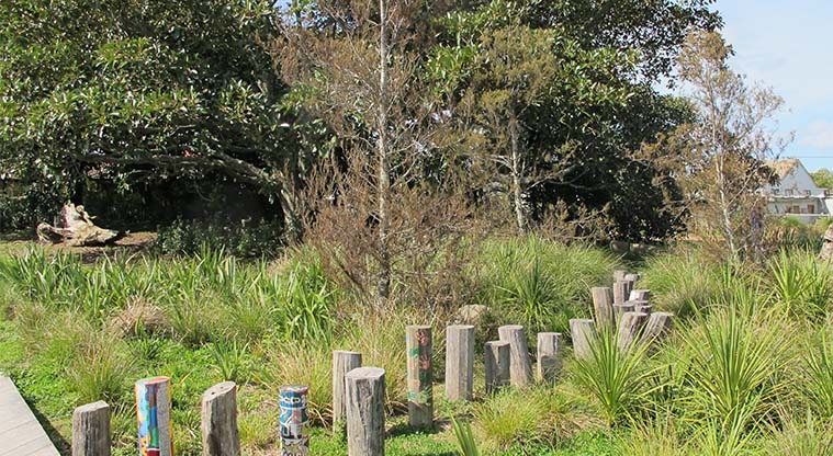 Wesley Path - hop through the natural play area under shaded trees.
