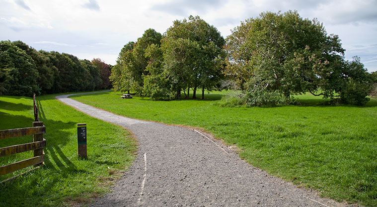 Waiatarua Path - Start of path through playground gate.