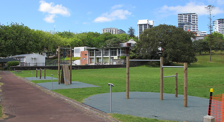 Western Park Path - Exercise equipment stations.