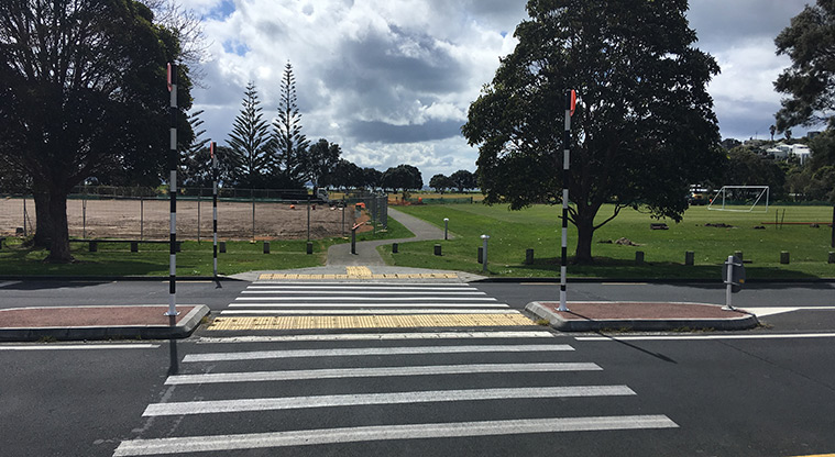 Whangaparāoa Path - Cross Brightside Road to Stanmore Bay Beach.