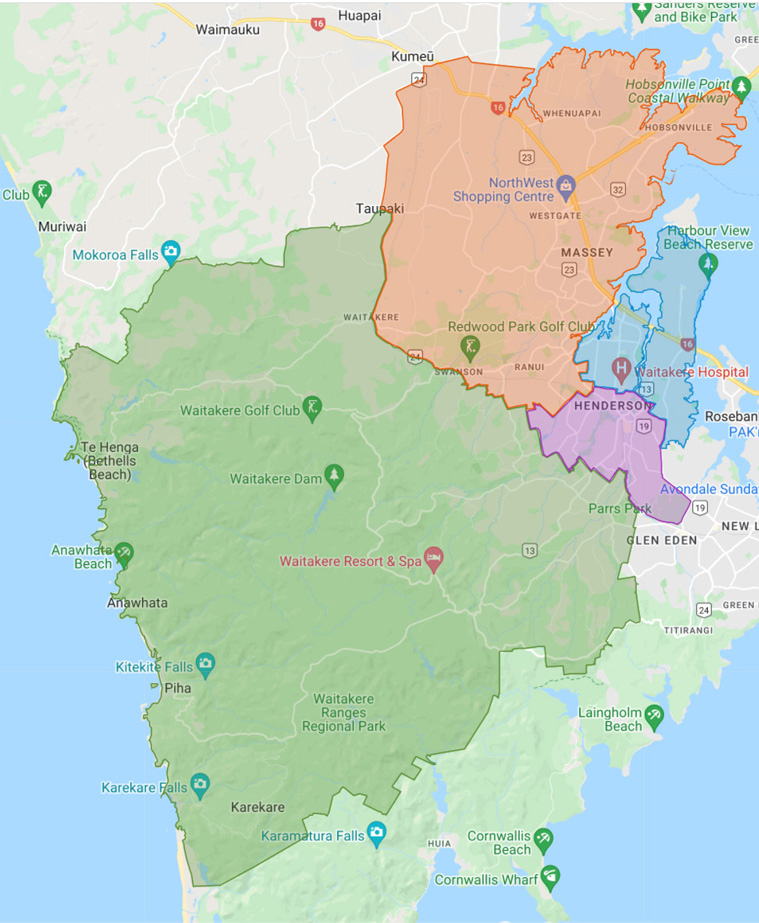 Map of Waitākere licensing trust area.