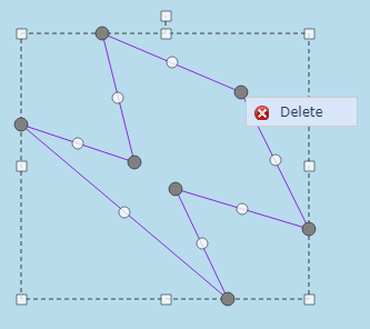 screenshot of a drawn shape with the option to delete visible
