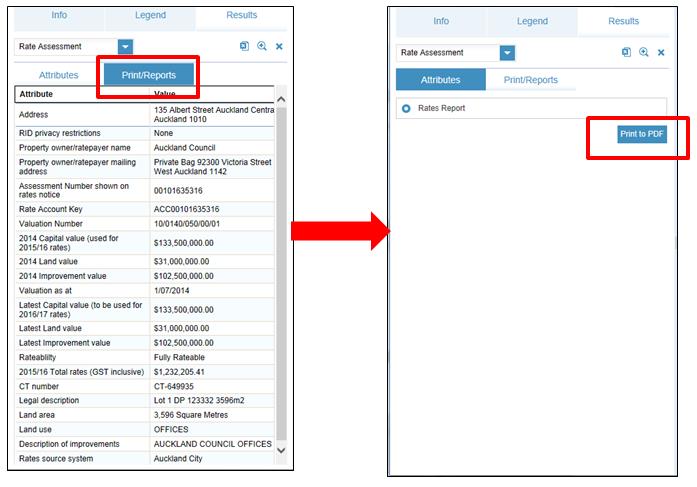 Screenshot of GeoMaps section which shows how to find and print rates information.