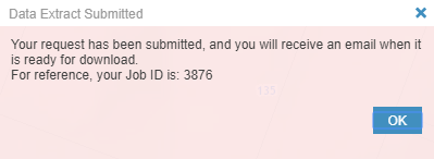 screenshot of submission confirmation notice including a job ID number