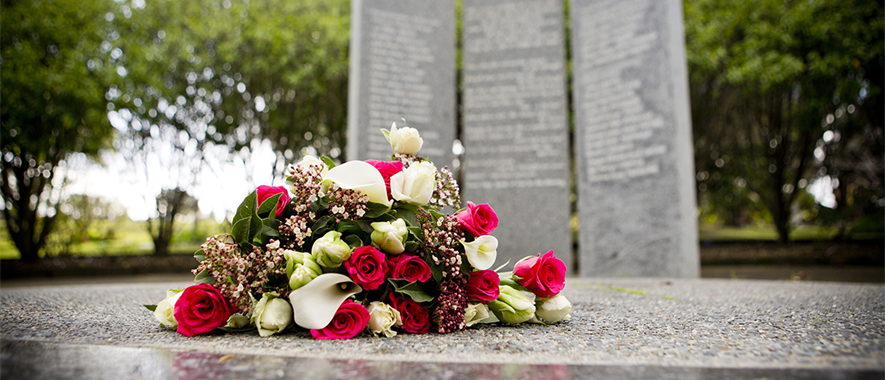 Flowers on a grave. 