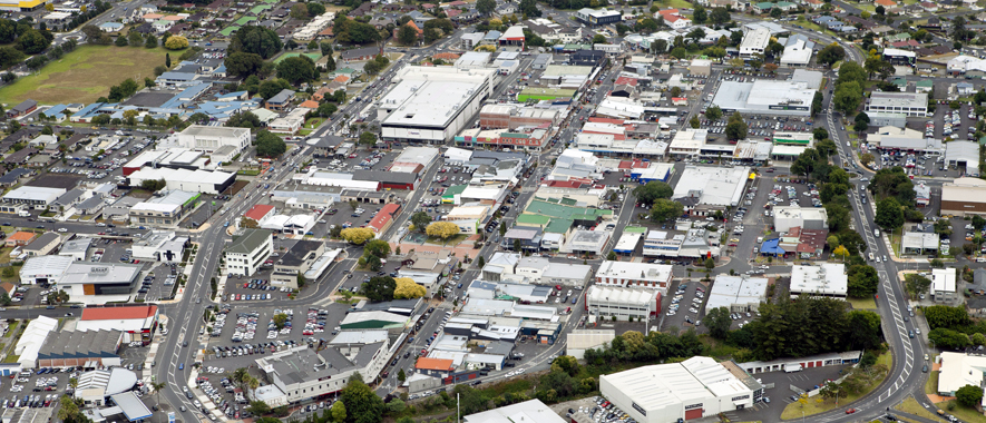 Aerial photo of Pukekohe town.