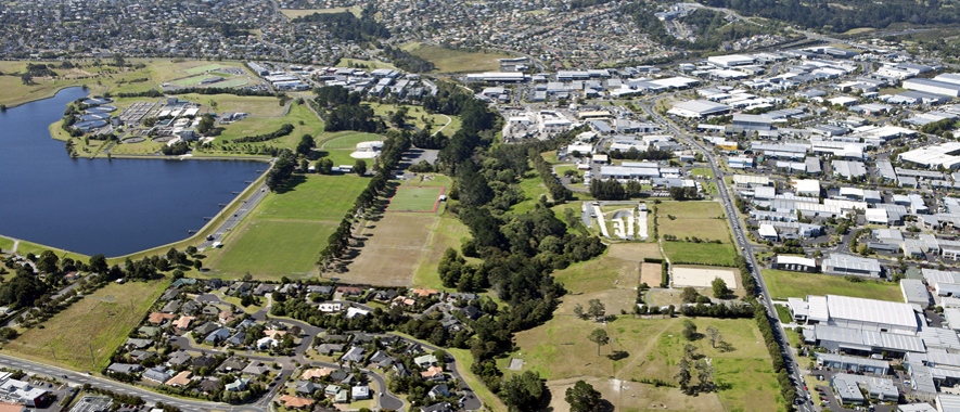 Photograph of Albany commercial and residential areas from the air