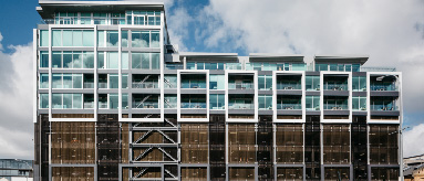 Photo showing a high level business and housing block