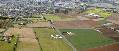 Aerial photo of Pukekohe farmland.