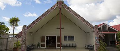 Photo of a marae entrance.