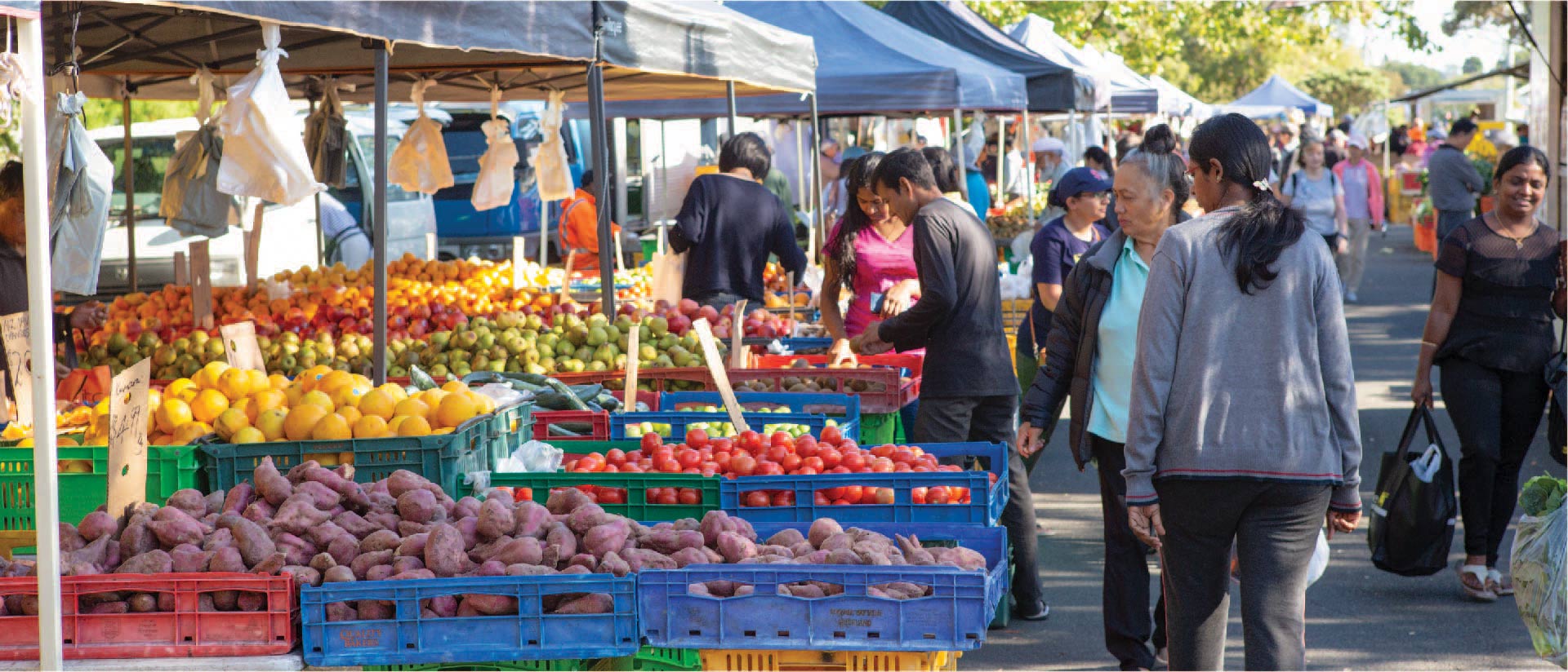 People at a food market.