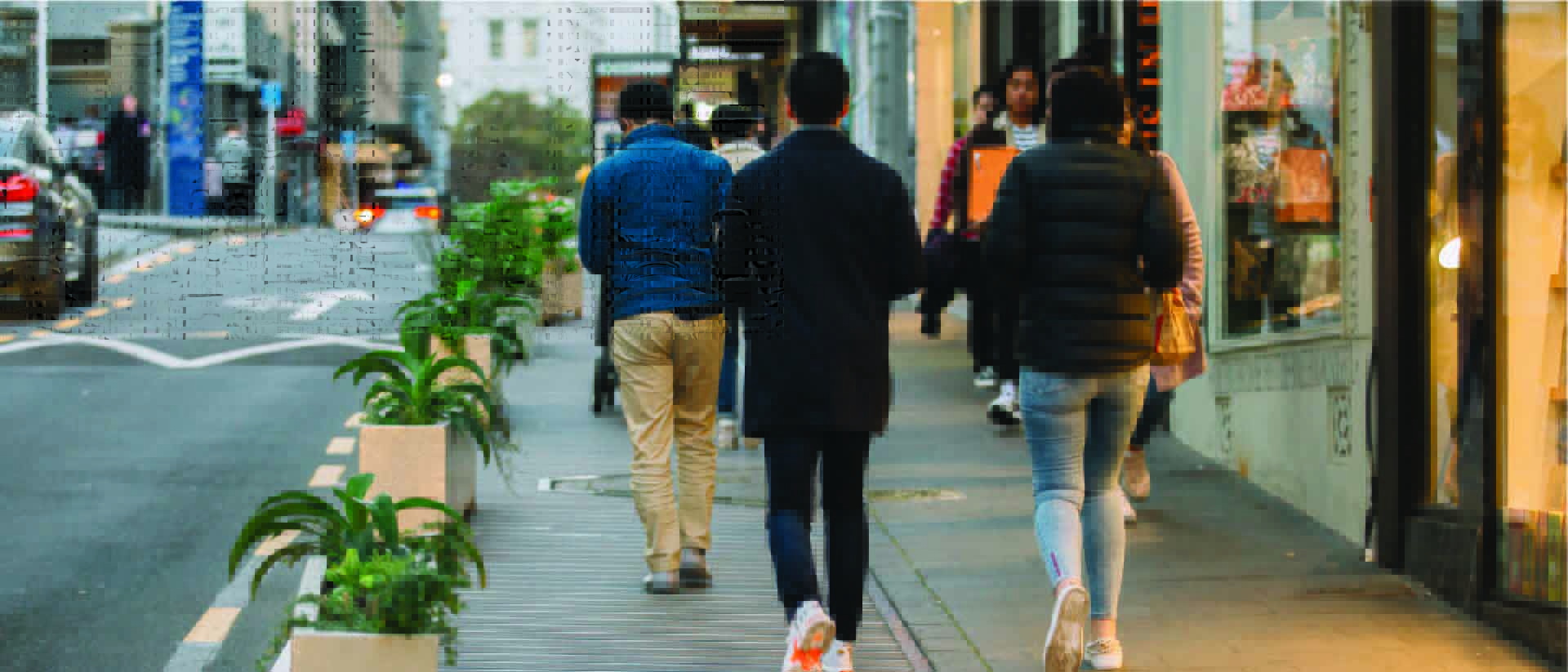 People walking along High Street in Auckland CBD.