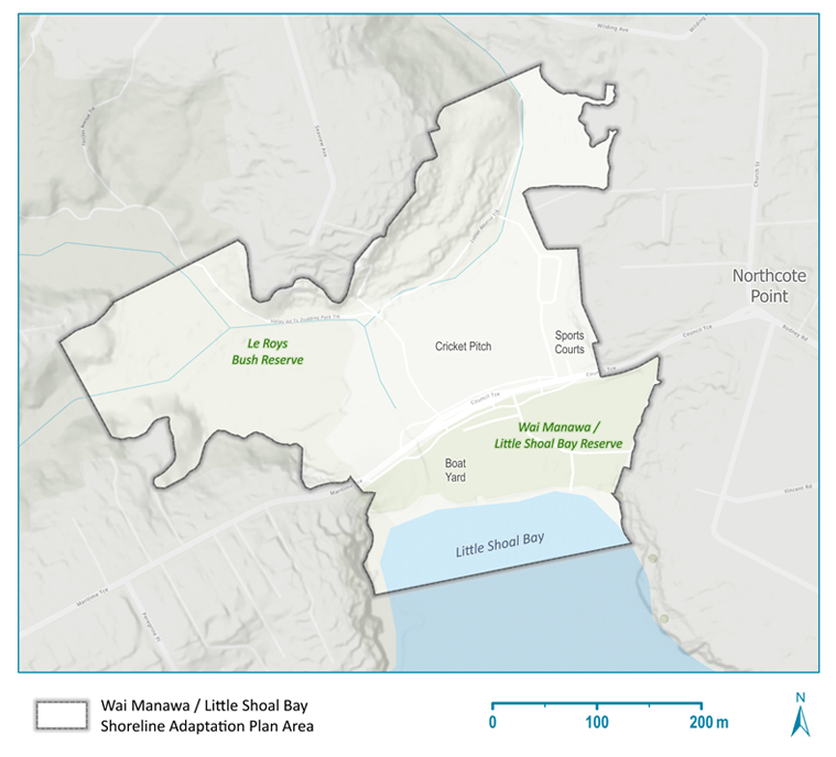 The the Wai Manawa / Little Shoal Bay Mini Shoreline Adaptation Plan covers the shoreline of Wai Manawa/ Little Shoal Bay in the Waitematā Harbour. It includes Le Roys Bush Reserve and the Wai Manawa / Little Shoal Bay Reserve.