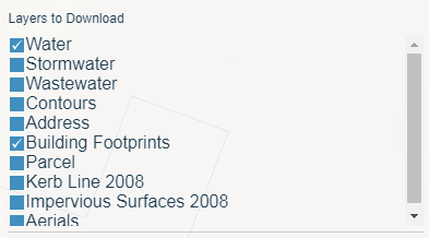 screenshot of layers to download with some layers checked